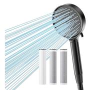 Cobbe avec filtre à eau dure et tuyau, avec filtre de douche à 20 étapes et 2 filtres de douche de rechange au charbon 2.0, pommeau de douche adoucisseur d'eau pour 99% chlore, noir