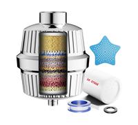Cobbe Filtre de douche 34 étapes avec vitamine C pour eau dure, filtre anti-calcaire avec 2 cartouches filtrantes pour éliminer le chlore et les métaux lourds, filtre de douche chromé