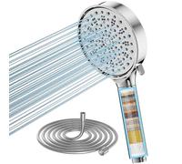 Cobbe Filtre Pommeau de douche Anti Calcaire avec 20 Étapes Filtre et avec Tuyau 1,5M, 6 Types de Jets Pommeau Économie Deau Haute Pression (Chromé)