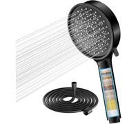 Cobbe Filtre Pommeau de douche Anti Calcaire avec 20 Étapes Filtre et avec Tuyau 1,5M, 6 Types de Jets Pommeau Économie Deau Haute Pression (Noir)