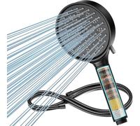 Cobbe Pommeau de douche avec filtre à eau dure et tuyau avec filtre à 20 étapes, 6 modes de jet de pulvérisation, pommeau de douche haute pression pour salle de bain (Noir)