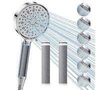 Cobbe Pommeau de douche avec filtre anti-calcaire pour eau dure, douchette à main avec 3 filtres en carbone, 3 types de jets, haute pression, élimine 99 % du chlore