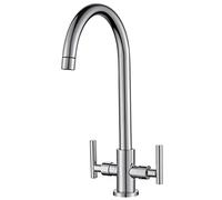 Cobbe Robinet mitigeur de cuisine à double levier avec bec pivotant à 360 °, robinets de cuisine avec raccords standard britanniques, chromé