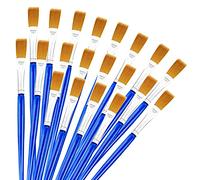 cobee Lot de 20 pinceaux plats larges pour retouches | Lot de petits pinceaux d'artiste plats pour peinture acrylique - Pinceau plat doux pour détails et peinture artistique (7 mm)