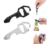 Cobee Porte clés ouvre bouteille multi outils, 2 pièces 6 en 1 porte clés outil de poche pour ouvre bouteille, tournevis, règle, clé, tournevis, lime, cadeau parfait pour petit ami, mari, père