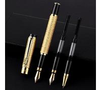 Cobee Stylo-plume en métal avec 3 pointes différentes, stylo plume de luxe avec pointe moyenne, extra fine, pointe courbée, stylo d'écriture pour calligraphie, stylo d'affaires pour homme et femme