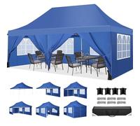 COBIZI Auvent Pop-up de 25,4 x 50,8 cm avec 6 parois latérales, auvent Commercial imperméable, auvent d'extérieur instantané, Protection UV 50+, abri d'événement, Tente de fête pour fêtes, Jardin,