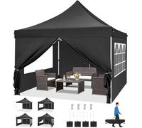 COBIZI Barnum Pliant 3x3m Tonnelle Pliante 3x3 Tonnelle de Jardin Exterieur Imperméable Professionnel Tente de Reception avec 4 Parois Latérales Tonnelle Tente UV 50+, Noir
