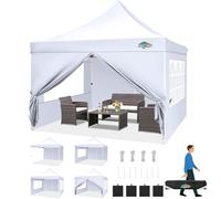 COBIZI Barnum Pliant 3x3m Tonnelle Pliante 3x3 Tonnelle de Jardin Exterieur Imperméable Professionnel Tente de Reception avec 4 Parois Latérales Tonnelle Tente UV 50+, Blanc