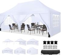 COBIZI Pavillon pliable 3x6m étanche & stable avec 6 parois latérales, Pop up tente de fête, pavillon de jardin anti-UV en