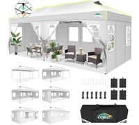 COBIZI Tonnelle Barnum Pliante 3x6 Pop up Tonnelle de Jardin Exterieur Imperméable Tente de Reception avec 6 Panneaux Latéraux Chapiteau avec Ventilation pour Camping Sac de Transport, Anti UV, Blanc