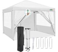 COBIZI Tonnelle de Jardin 3x3m avec 4 Panneaux Latéraux Amovibles, Barnum Pliant Imperméable et Anti-UV, Tente Pop-up Portable pour Fête, Mariage, Événement en Extérieur (Blanc)