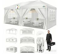 COBIZI Tonnelle Pliable 3 x 6 m - 3 x 6 m - Imperméable et Stable - Anti-UV - avec 6 parois latérales - pour Jardin, fête, Mariage, Pique-Nique, marché - Blanc