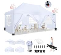 COBIZI Tonnelle Pliante 3 x 6 m imperméable et Stable 3 x 6 m, Tente de fête Pliable Anti-UV avec 6 parois latérales, tonnelle de Jardin pour Mariages, extérieur, Jardin, fête