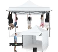 COBIZI Tonnelle Pliante 3x3 Imperméable avec Auvent et 3 Parois,Blanc