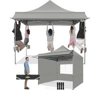 COBIZI Tonnelle Pliante 3x3 Imperméable avec Auvent et 3 Parois,Gris