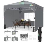 COBIZI Tonnelle Pliante 3x3 Imperméable |Barnum Pliant 3x3 |Tonnelle|Barnum avec Central par Poussée pour Une Installation &3 Parois Iatérales Amovibles,Imperméable- UV50+, Facile Fêtes,Gris