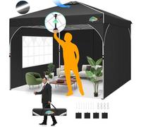 COBIZI Tonnelle Pliante 3x3 Imperméable | One Push Tonnelle Barnum Pliant 3x3 | Tonnelle de Jardin avec Ventilation, Tubes Fluorescents & 4 Sacs de Sable,Protection UV 50+, Noir