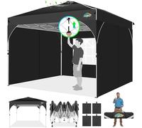 Cobizi Tonnelle Pliante 3x3 Imperméable Tonnelle De Jardin Exterieur,3 Panneaux Latéraux,Tonnelle Pliante Imperméable,Convient pour Le Camping, Les Festivals, Barnum avec 4 Sacs,Sable，Noir