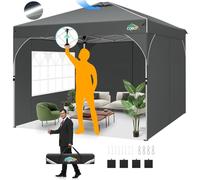 COBIZI Tonnelle Pliante 3x3 Imperméable Tonnelle De Jardin Exterieur, 3 Panneaux Latéraux, Tonnelle Pliante Imperméable, Convient pour Le Camping, Les Festivals, Gris