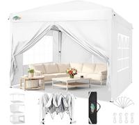 COBIZI Tonnelle Pliante 3x3 Imperméable, Tonnelle De Jardin Exterieur, Barnum Pliant 3x3 avec 4 Parois Latérales, Réunions de Jardin, Événements Professionnels, Festivités, Blanc