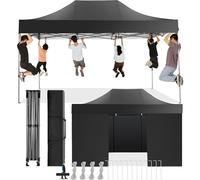 COBIZI Tonnelle Pliante 3x4,5 Imperméable,Barnum Pliant(Noir avec Parois)