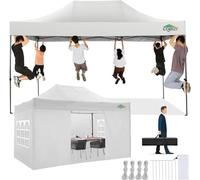 COBIZI Tonnelle Pliante 3x4.5 Tonnelle de Jardin avec 4 Panneaux Latéraux, étanche, Stable, Pliable, Extérieur, Protection UV 50+, Blanc