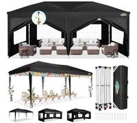 COBIZI Tonnelle Pliante 3x6 Imperméable, Barnum Pliant 3x6m, Pop Up Tente avec 6 Panneaux latéraux, Stable, Protection UV, Hauteur réglable, pour Plage, Mariage, Camping, Noire