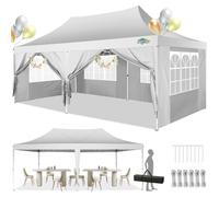 COBIZI Tonnelle Pliante 3x6m avec 6 Parois Imperméable,Blanc