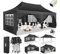 COBIZI Tonnelle Pliante 3x6m avec 6 Parois Imperméable,Noir