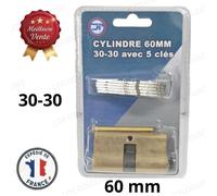 Cobye - Cylindre de Serrure 60 mm 30x30 - Barillet de Porte avec 5 Clés, Compatible Serrure 260, Sécurité Haute Résistance