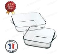 Cobye -Lot 2 Plats Four Carrés 22 cm et28 cm menastyl verre borosilicate- Résistant Chocs thermique, plat cuisine