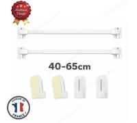 Cobye- Lot de 2 Tringles à Rideau Extensibles 40-65 cm - Sans Perçage + 4 Crochets Auto-Adhésifs - Fenêtre, Cuisine, Salle de Bain