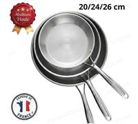 Cobye -Lot de 3 Poêles Sauteuses Inox 20, 24, 28 cm - Haus Roland Haute Qualité - Poêles Induction Tous Feux - Résistants