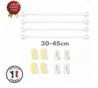 Cobye - Lot de 4 Tringles à Rideau Extensibles 30-45 cm + 8 Crochets Auto-Adhésifs - Sans Perçage - Fenêtre, Cuisine, Salle de Bain