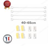 Cobye -Lot de 4 Tringles a Rideau Extensibles 40 -65 cm + 8 Crochets Adhesifs Sans Percage - Rideaux Fenetre Cuisine Salle de Bain