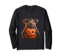 Cochon Halloween Cochon Lover Jack O Lantern Face Citrouille Manche Longue