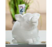 Cochon tirelire en céramique, de couleur blanche, capacité de 0,4 kg