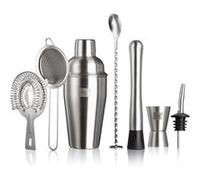 Coffret Cocktail 7 pièces en inox - VACUVIN - Mélangeur, Doseur, Pilon, Passoire, Tamis, Verseur, Cuillère
