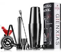 Cocktail Shaker Kit,Ensemble de Cocktail Shaker,Boston Shaker 9 Pièces,Acier Inoxydable,Pilon Cocktail,Doseur Cocktail et Accessoires de Bar Jigger,Boîte-Cadeau Personnalisé Compris
