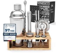 Cocktail Shaker Kit - VINENCO - 700 ml - Acier inoxydable - 10 pièces - Design élégant