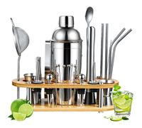 Cocktail Shaker Mélangeur Outil 750ML - PRUMYA- Kit Cocktail Barmanen acier inoxydable 23 pièces 750ML - avec Support en bois