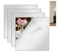 Coco Berming 4 Pièces Miroir Adhésif Mural, 20 X 20 cm Miroirs Autocollants Muraux en Acrylique, Mirroir Murales Chambre Salle de Bain Salon Toilette pour Porte, Placard (4)