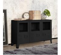 COCO Buffet industriel Noir 105x35x62 cm Métal et verre,avec manuel de montage(wwx72m)Vidaxl