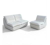 Coco Living Pack Nuvia Living | Canapé 2 Places + Fauteuil 1 Place | Design Moderne | Confort Ultra Moelleux pour Salon | Mobilier Haut de Gamme Chic(Blanc Blanc)