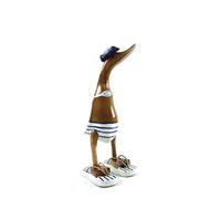 Coco Papaya Canard décoratif en Bois 35cm - Bikini rayé Bleu & Blanc
