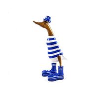 Coco Papaya Canard décoratif en Bois 35cm - Marinière Bleue et Blanche