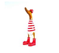 Coco Papaya Canard décoratif en Bois 35cm - Marinière Rouge et Blanche
