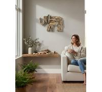 Coco Papaya Éléphant en bois flotté 60cm. Décoration murale.