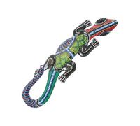 Coco Papaya Gecko multicolore - décor mural en bois peint à la main 50cm